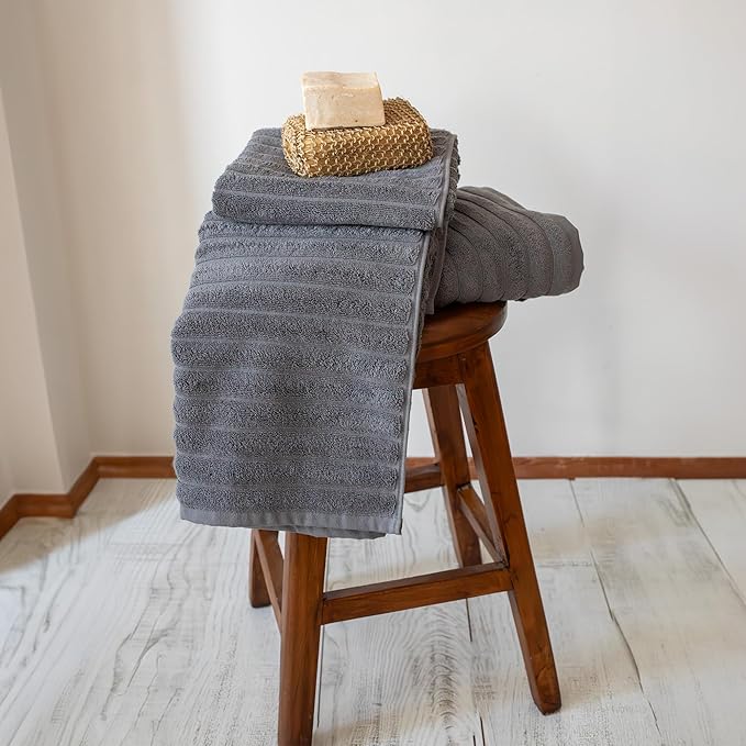 Classic Turkish Towels CTT Premium 2 Pack Bath Towels Set, Made with 100% Turkish Cotton, Spa & Hotel, Quick Drying Towels, Absorbent & Comfy | 27"x54" (Grey)