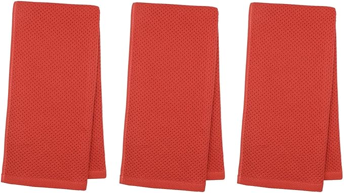 Mia's Dream Cotton Hand Towel Waffle Weave Kitchen Tea Towels, Soft and Absorbent Gym Bath Washcloths, 13x28 Inch 3 Pack (Brick Red)