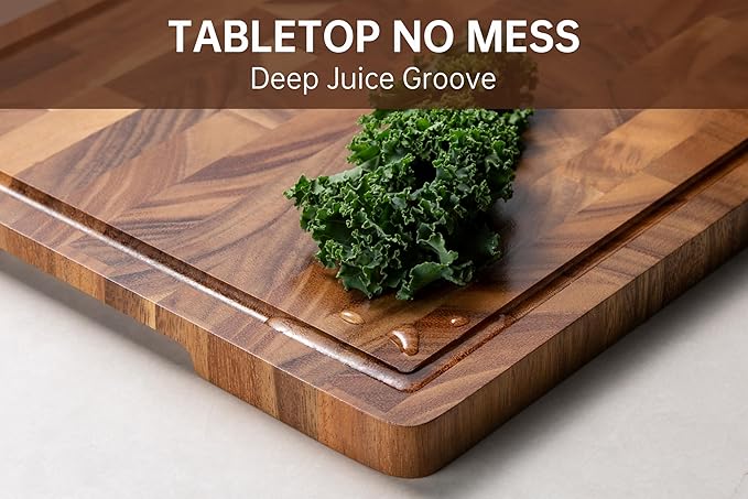 THETCHRY Walnut Cutting Boards for Kitchen, End Grain Wooden Chopping Board with Juice Groove, Charcuterie Butcher Block for Meal Prep & Serving with Gift Box, 16.5" x 11.6" x 0.8"