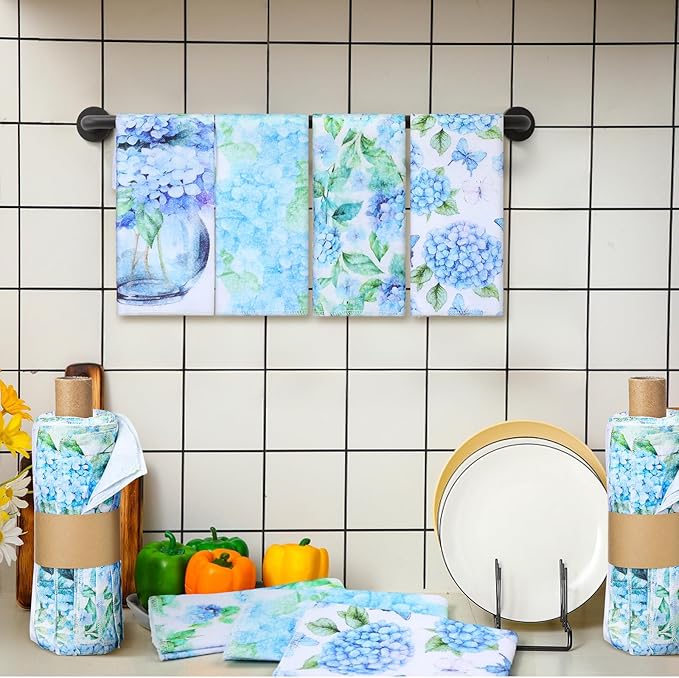 36 Pack Reusable Cleaning Cloths Washable Cotton Kitchen Dish Towels for Home Party Supplies Bulk, 9.84x11.81in (Hydrangea)