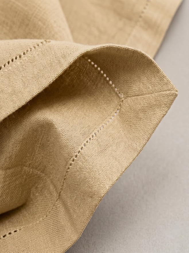 Palisa Beige Cotton Napkins Set of 4 | Premium Hemstitch Detailing Cloth Dinner Napkins 18x18 Inch | Soft Washable & Reusable Table Napkins for Everyday Use Weddings Parties Restaurants & Hotels