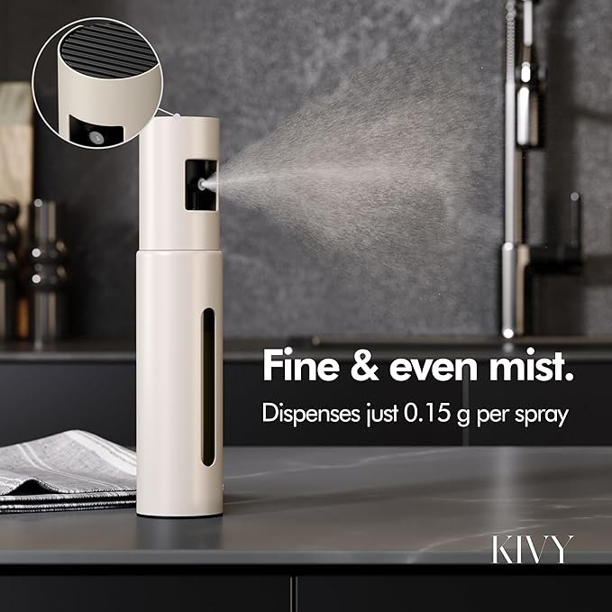 KIVY Glass Oil Sprayer for Cooking– Precise Oil & Vinegar Spray Bottle Oil Mister Spray Bottle for Food – Includes Funnel – Perfect for Cooking & Air Fryer (Cream White)