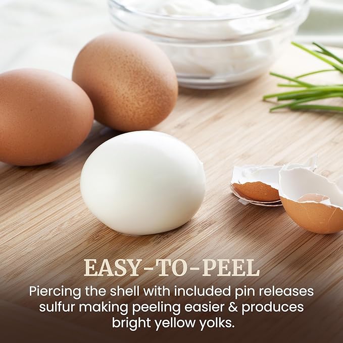 Elite Gourmet EGC855SS Easy Egg Cooker, 7-Egg Capacity, Soft, Medium, Hard-Boiled, Omelets, Poached Eggs, Plays Melody when Done, Auto Shut-Off, Measuring Cup, Stainless Steel