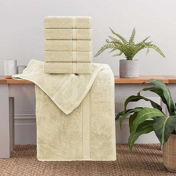 GOLD TEXTILES Premium Sand 100% Cotton Bath Towels Set (24 Pack, 24 x 50 Inch) High Absorbency Multipurpose Quick Drying Pool Gym Hotel Spa Bath Towel (24, Sand)