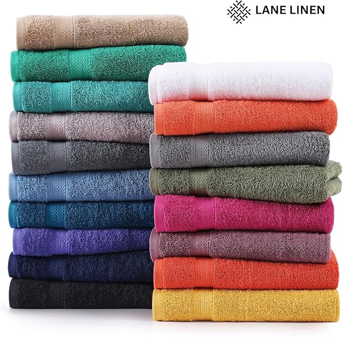 LANE LINEN Bath Towels 4 Pack (28"x54") - 100% Ring Spun Cotton Towels Set for Bathroom - Durable, Quick Dry, Soft & Highly Absorbent Long Lasting Bath Towel Set - Dorm Essentials for Boys - Navy Blue