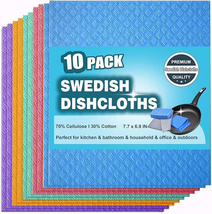 10 Packs Swedish Dishcloths for Kitchen, Reusable Paper Towels Compostable Swedish Dish Clothes for Kitchen and Household Use