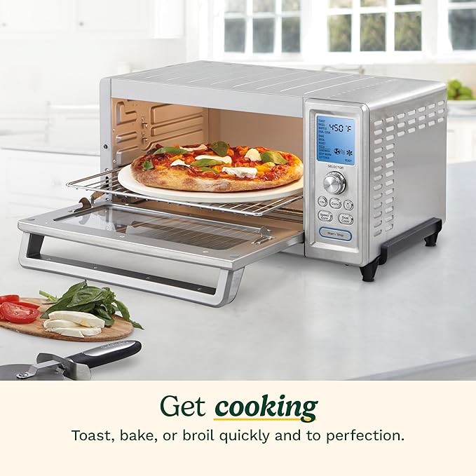 Cuisinart Chef’s Convection Toaster Oven, 1800-Watt Electric Oven with 15 Cooking Functions, Fits 13" Pizza, 9"x13" Baking Pan, and Full-Size Chicken, Nonstick Interior, TOB-260N1NAS, Stainless Steel