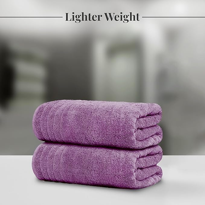 Tens Towels Pack of 4 Extra Large Bath Towels 30 x 60 Inches, 100% Cotton, Larger & Lighter Weight, Quicker to Dry, Super Soft and Absorbent, Perfect for Bathroom, Purple