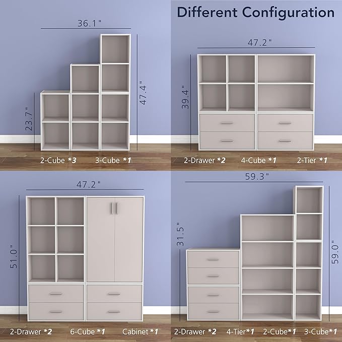 Homes: Inside + Out Apexa 2-Drawer Wooden Stackable Storage Drawers, Small Food Pantry Cabinet, Cajonera De Madera, Underbed Drawer Dorm Teen Room Decor & Bedroom, Home Office, Kitchen, Taupe Grey