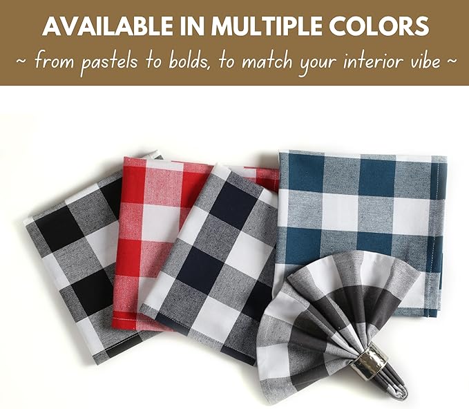 Native Fab Set of 4 Buffalo Plaid Cloth Dinner Napkins - 100% Cotton - 16x16 inches, Soft, Absorbent, Restaurant Hotel Quality - Easy Care, Washable, Everyday Use - Lemon Yellow