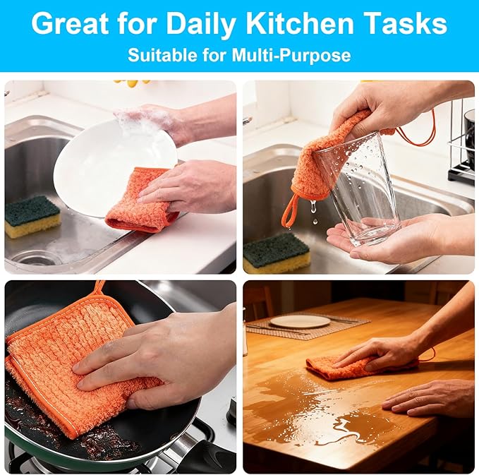Reusable Microfiber Cleaning Cloth,10 Pack Cleaning Towels for Dish Drying Washing, 12"×12" Soft Absorbent, Streak-Free, Lint-Free, Cleaning Cloth Rags & Car, House, Kitchen(Assorted Color)