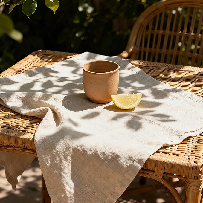 100% Pure Linen Napkins 18 x 18 Inch Natural - Set of 6 Pack Oversized Dinner Table Cloth Napkin, Washable for Home,Kitchen and Everyday Use