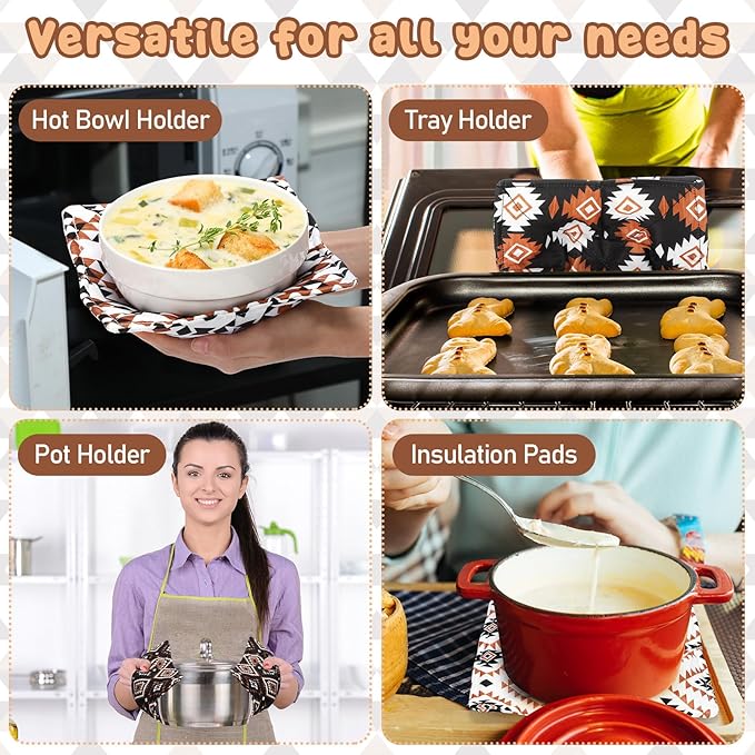 Chengu 4 Pcs Microwave Bowl Cozy Holders for Hot Food Pad Soup Bowl Potholder Heat Resistant Multipurpose Quilted Safe Holder for Kitchen Plate Supply