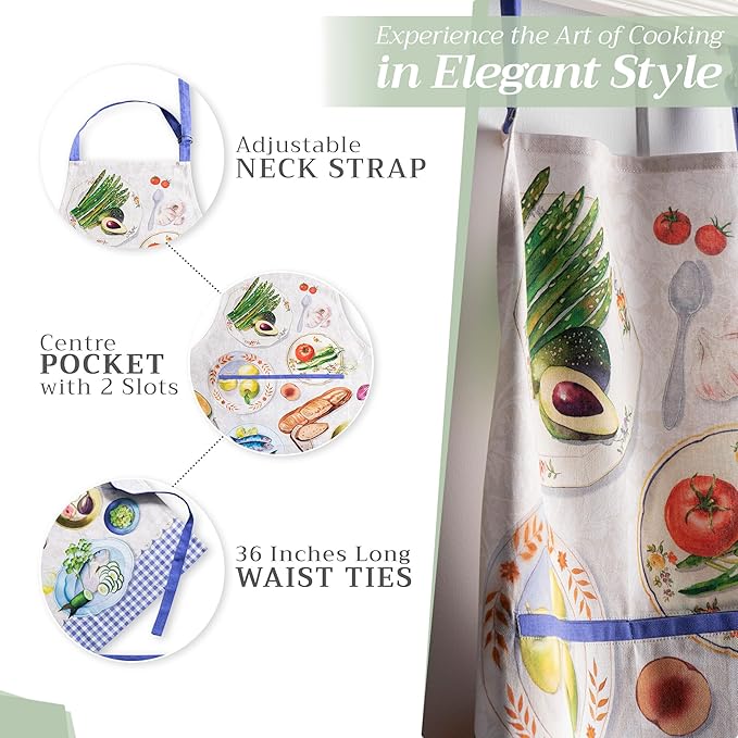 Maison d' Hermine 100% Cotton Apron for women with Pocket Kitchen Chef Apron for Men Cooking Mothers Day Gifts