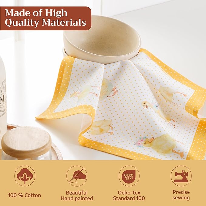 Maison d' Hermine Cloth Napkins Set of 4 100% Cotton Everyday Reusable Square Napkins Cloth Washable Dinner Wedding Restaurant Gifts for Mothers Day Spring/Summer (Ducklings in Spring, 18" x 18")
