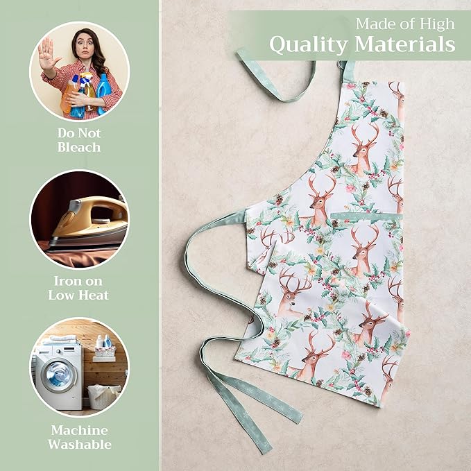 Maison d' Hermine 100% Cotton Apron for women with Pocket Kitchen Chef Apron for Men Cooking Mothers Day Gifts
