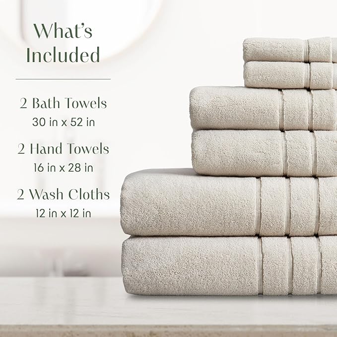 Springtree Home Luxury Turkish Cotton Bath Towels Set | 100% Turkish Cotton | Premium Bath Towels | Ultra Soft Thick Plush & Highly Absorbent | Luxury Hotel & Spa Bathroom Towels | Sand