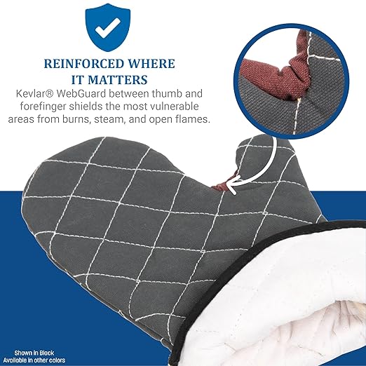 San Jamar 800FG13-BK BestGuard Commercial Heat Protection Up to 450° F Oven Mitts (Pair), 13" Length, Black