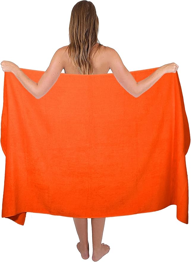 Belizzi Home Premium Cotton Oversized 2 Pack Bath Sheet 35x70-100% Pure Cotton - Ideal for Everyday use - Ultra Soft & Highly Absorbent - Machine Washable - Orange