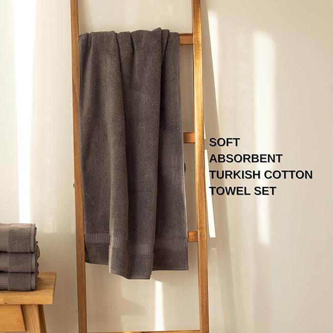 SALBAKOS 100% Turkish Cotton 6-Piece Towel Set | Premium Quality Hotel & Spa Collection | Soft, Super Absorbent 2 Washcloth, 2 Hand, 2 Bath Towel Sets | Made in Turkey (Chocolate, 6 Piece Towel Set)