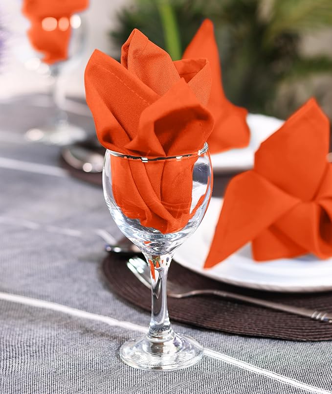 Utopia Home Orange Cloth Napkins (12 Pack, 20x20 Inches), Thanksgiving Ideal Fall Dinner Napkins for Halloween, Thanksgiving, Party, Wedding and Lunch/Dinner
