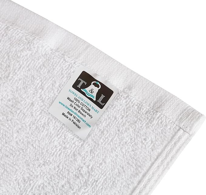Towel and Linen Mart White Salon Towels, Pack of 12 (Not Bleach Proof, 16 x 27 Inches) Highly Absorbent Towels for Hand, Salon, Gym, Beauty, Spa, and Home Hair Care (White)