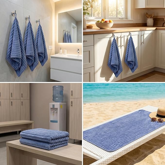 4PCS Blue Microfiber Hand Towels for Bathroom Christmas Decorations Quick Dry Small Towel Set for Bathroom Kitchen 14 x29.6inch