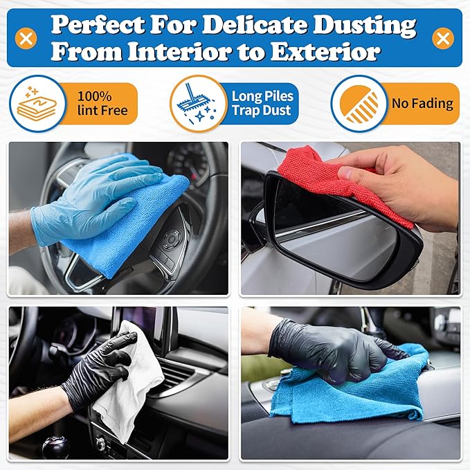 FIXSMITH Shop Towels, Pack of 150, Microfiber Cleaning Cloth Bulk, Microfiber Towels for Cars, Lint Free, Scratch-Free Cleaning Rags for Housekeeping, 11.5 x 11.5 inch