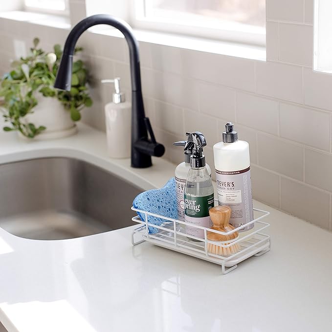 Kitchen Sink Sponge Soap Holder For Countertop Large White Kitchen Soap Tray Sink Organizer