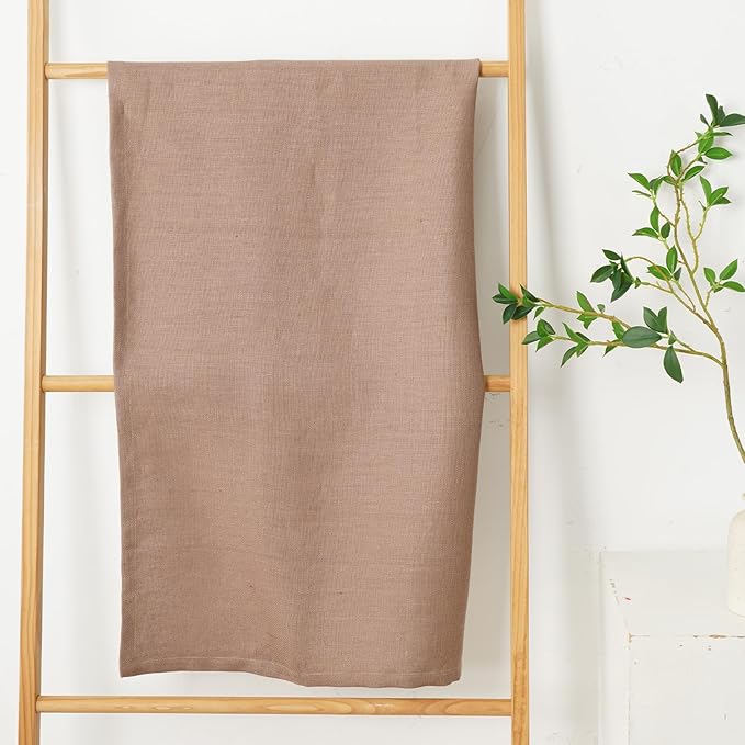100% Linen Thick Bath Towels with Hanging Loop, 30 X 51 Inch Linen Beach Towel Luxury Lightweight Travel Bath Towel - Soft Dry Hair Towel for Bathroom Saunac Pool,Dark Khaki