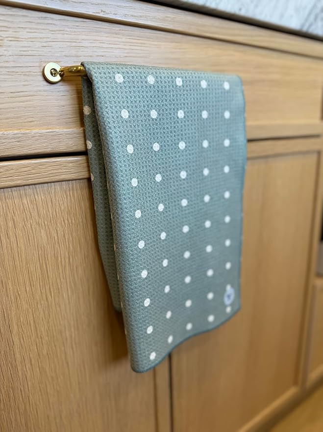 2 Pack || Double Sided|| Not Your Ordinary Kitchen Towels || Dish Towels || Quick Dry || Waffle Weave Microfiber || Designer Prints || Highly Absorbent || Hanging Hook (Green)