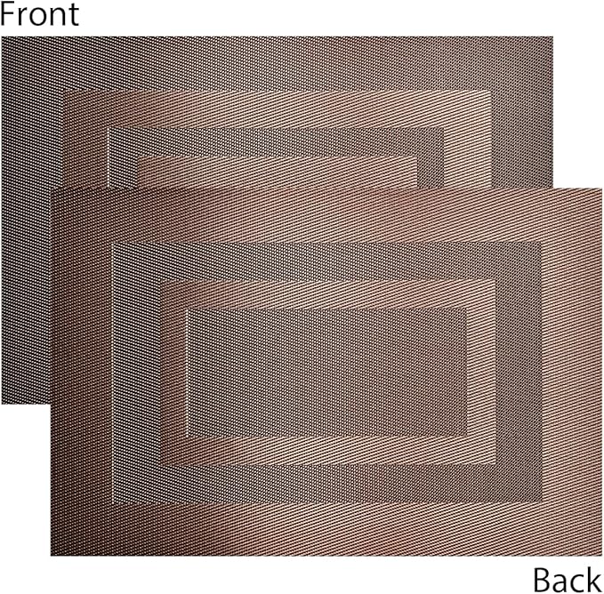 PIGCHCY Placemats Set of 6,Washable Woven Vinyl Kitchen Table Mats Non Slip Durable Placemats Heat Resistant Placemats for Dining Table(Coffee Brown)