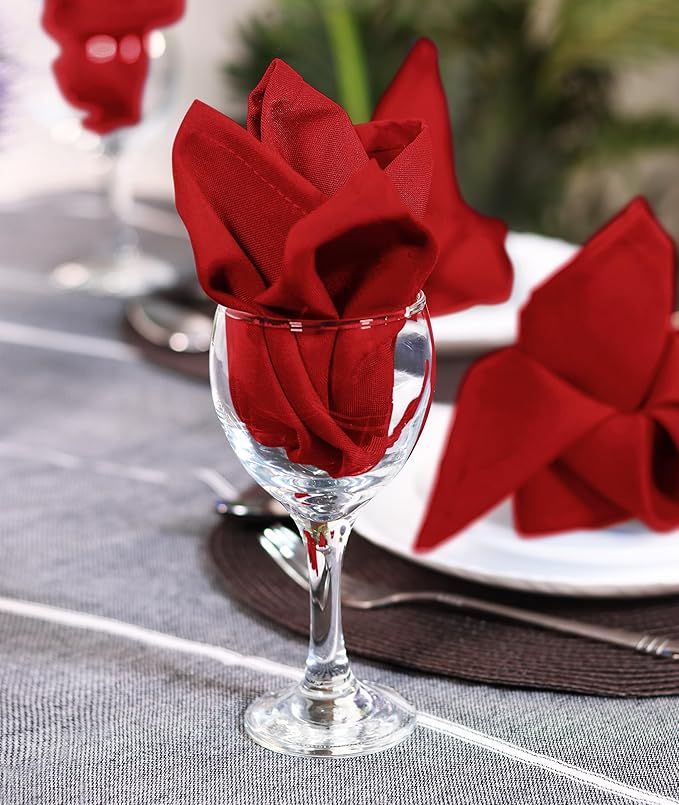Utopia Home Red Cloth Napkins (12 Pack, 20x20 Inches), Ideal Dinner Napkins for Party, Wedding and Lunch/Dinner