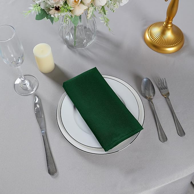 Cloth Napkins 17x17 inch Washable Polyester Dinner Napkins Soft Table Napkins for Wedding Party Dining Banquet(Hunter,12PCS)