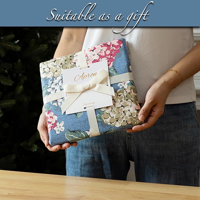 NEOVIVA Kitchen Aprons for Women with Pockets,Cooking Aprons for Women,Vintage Apron for Baking Gardening,Gifts for Mothers