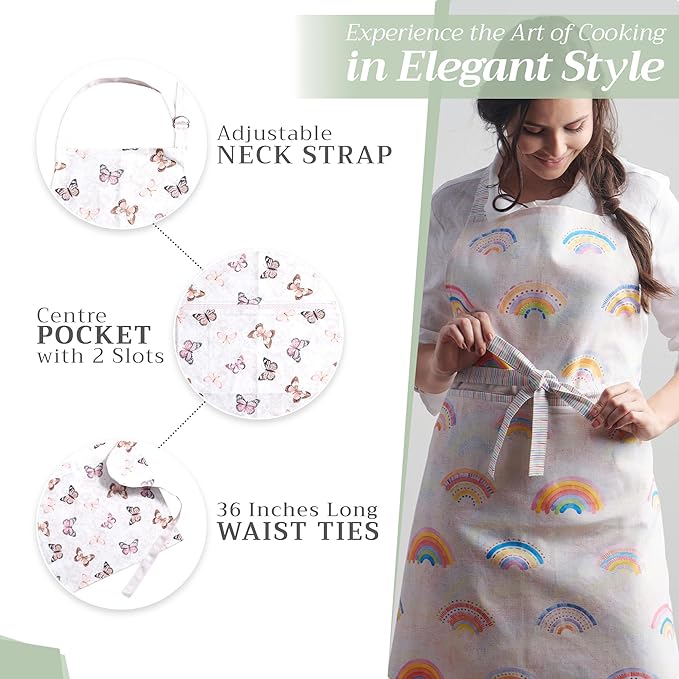 Maison d' Hermine 100% Cotton Apron for women with Pocket Kitchen Chef Apron for Men Cooking Mothers Day Gifts