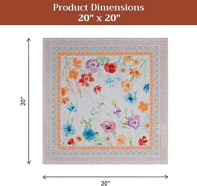 Maison d' Hermine Cloth Napkins Set of 4 100% Cotton Everyday Reusable Square Napkins Cloth Washable Dinner Party Wedding Restaurant Gifts for Mothers Day Spring/Summer(Summer Whisper, 20" x 20")