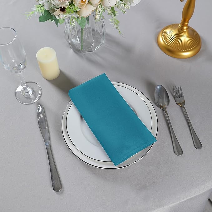 Cloth Napkins 17x17 inch Washable Polyester Dinner Napkins Soft Table Napkins for Wedding Party Dining Banquet(Caribbean Blue,50PCS)
