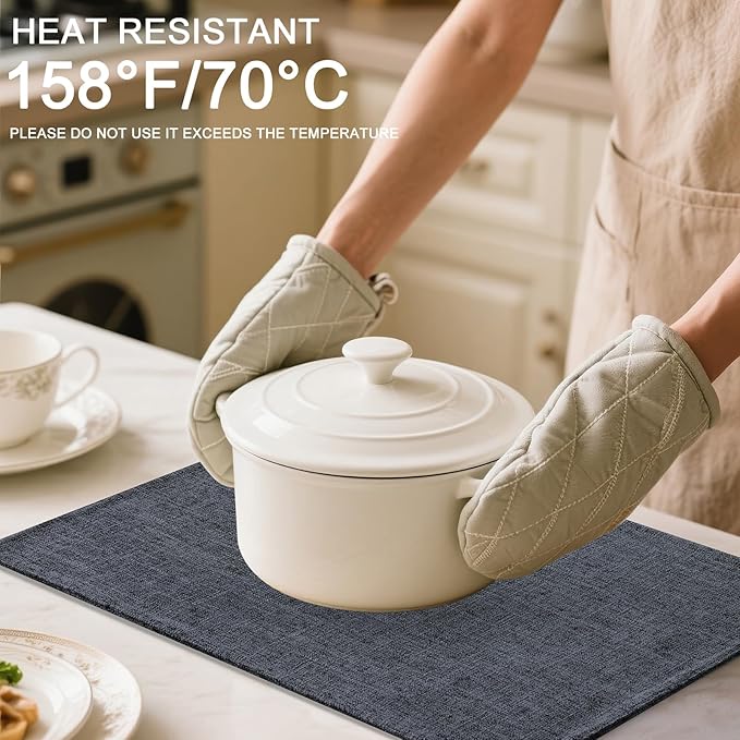 Homaxy Cloths Placemats for Dining Table Set of 4, Heat Resistant Washable Cotton Linen Blend Table Mats, Easy to Clean Place Mats for Indoor Outdoor Party Kitchen Decoration, 13" x 19", Charcoal Gray
