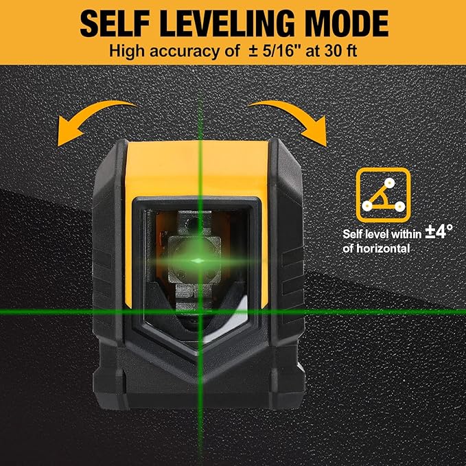 PREXISO Laser Level with Tripod, 65Ft Self Leveling Cross Line Laser Level, Green Line leveler Tool for Hanging Pictures, Home Renovation with LED Indicator & 2 AA Batteries (31-1/2 inch Tripod)
