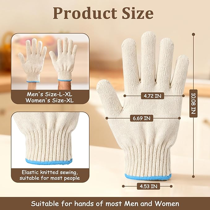 Heat Resistant Gloves - 932°F Oven Gloves, Cut-Resistant Grill Gloves, Cooking Gloves for BBQ, Grilling, Baking, Cutting, Welding, Smoker Fireplace, 1 Pair (2 Pieces Set), White