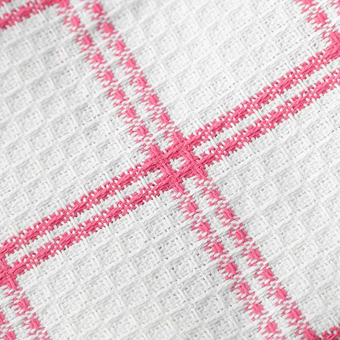 T-Fal Premium Waffle Dish Cloths: Highly Absorbent, Super Soft Long Lasting - 100% Cotton, 12"x13" Towel for Cleaning & Drying, (4-Pack), Pink