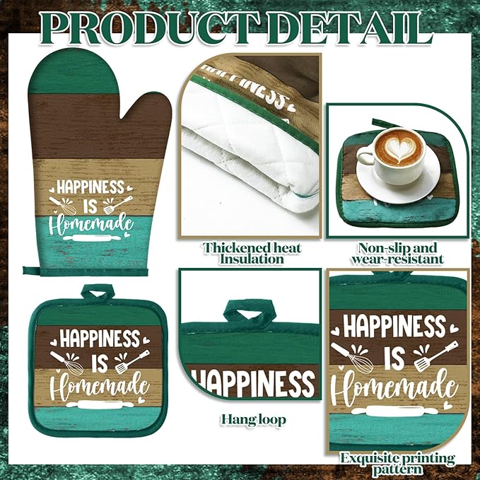 Leinuosen 8 Pcs Kitchen Towels and Oven Mitts Sets Pot Holders Dishcloths Set Kitchen Decorative Accessories Absorbent Potholders Heat Resistant for Chef Baking Cooking