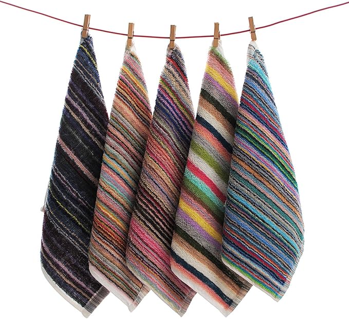 Lemecima Premium Kitchen Dishcloths Set of 30, Ultra Absorbent 100% Cotton Cleaning Cloths for Washing Dishes, Drying, Scrubbing, 12x12 Inches Multicolor Striped Patterns