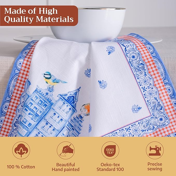 Maison d' Hermine Cloth Napkins Set of 4 100% Cotton Everyday Reusable Square Napkins Cloth Washable Dinner Wedding Restaurant Gifts for Mothers Day Spring/Summer (Amsterdam Canals, 20" x 20")