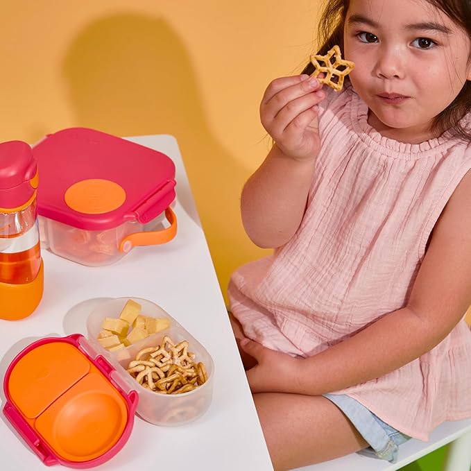 b.box Snack Box - Leakproof Mini Bento Box for Kids & Toddlers, 2 Compartment Snack Containers for Kids, Lunch Containers, Dishwasher Safe, BPA Free, PFAS Free, Ages 4m+, 1 3/4 Cup - Lemon Twist