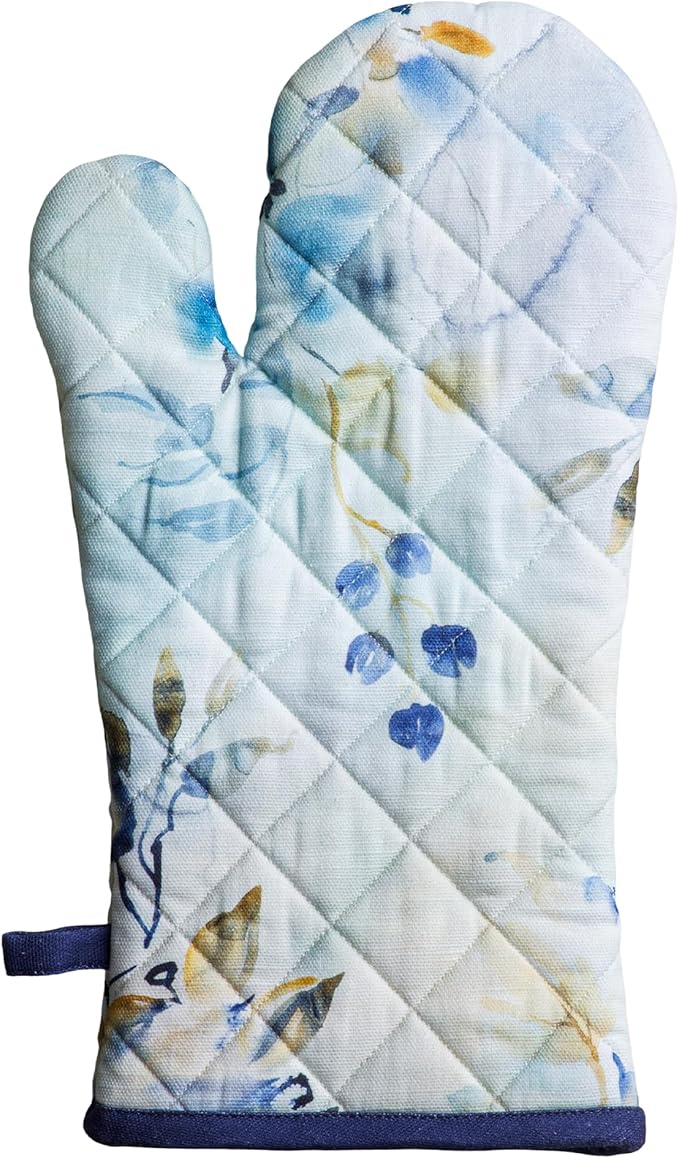 Maison d'Hermine Oven Gloves 100% Cotton Oven Mitt 7" x 13" with Loop Heat Resistant BBQ Cooking Gloves Baking Grilling Gifts for Mothers Day Spring/Summer (Pack of 1, Lazy Summer Days)