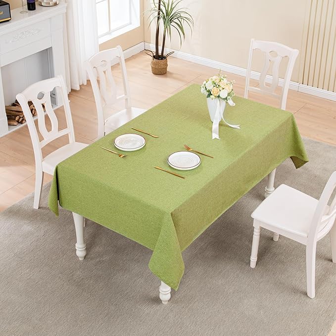 BALCONY & FALCON Rectangle Tablecloth Washable Wrinkle Resistant and Water Proof Table Cloth Decorative Linen Fabric Tablecloths for Dining Parties Kitchen Wedding and Outdoor (Avocado Green, 55x95)