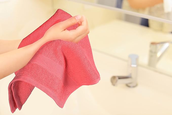Belizzi Home Ultra Soft 6-Piece Hand Towel Set 16x28-100% Ringspun Cotton - Durable & Highly Absorbent Hand Towels - Ideal for use in Bathroom, Kitchen, Gym, Spa & General Cleaning - Coral Orange