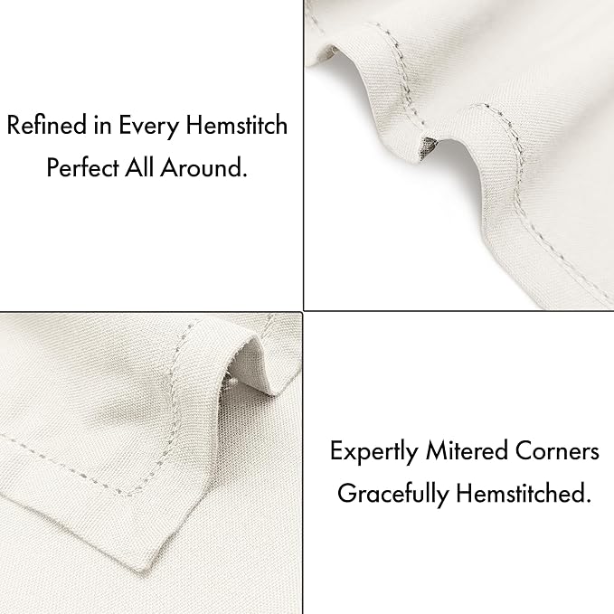 Ruvanti Cloth Napkins Set of 12, 100% Cotton High GSM 18x18 Inches, Hem Stitched Corners, Soft, Washable, Durable & Absorbent, Perfect for Parties, Christmas, Thanksgiving Dinners – Antique White